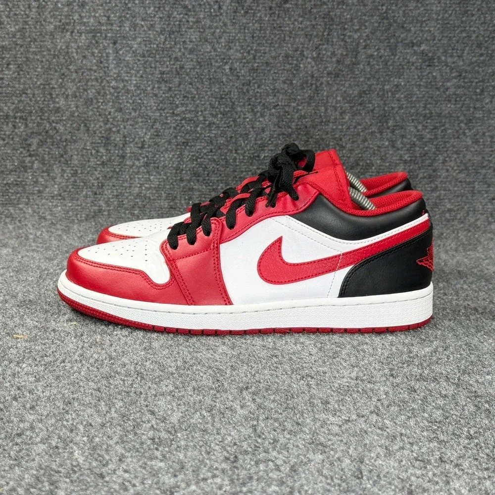 Jordan 1 Low Shoes Men's 10 Bulls Red White Black Athletic Hooping Sneakers